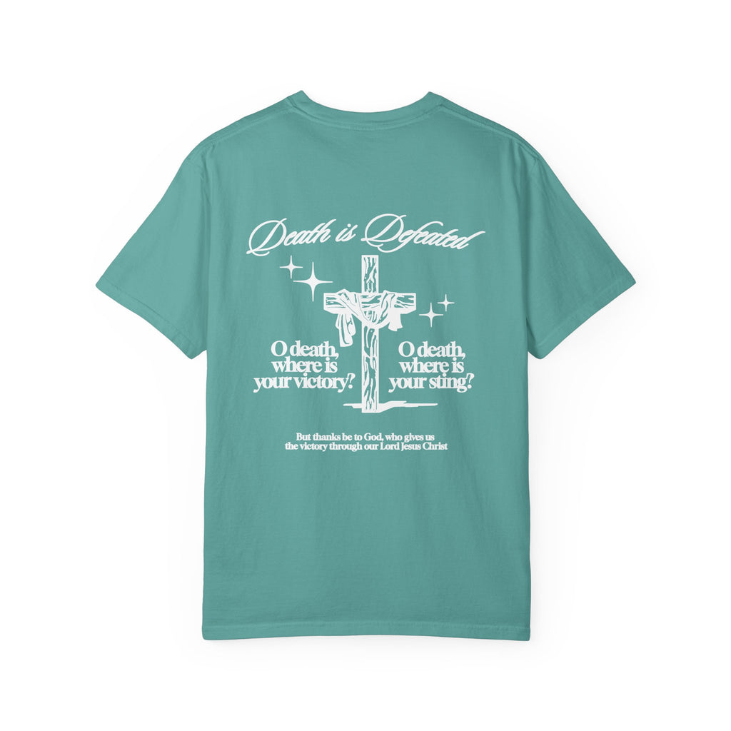 DEATH IS DEFEATED TEE (WHITE LETTERING STYLE)