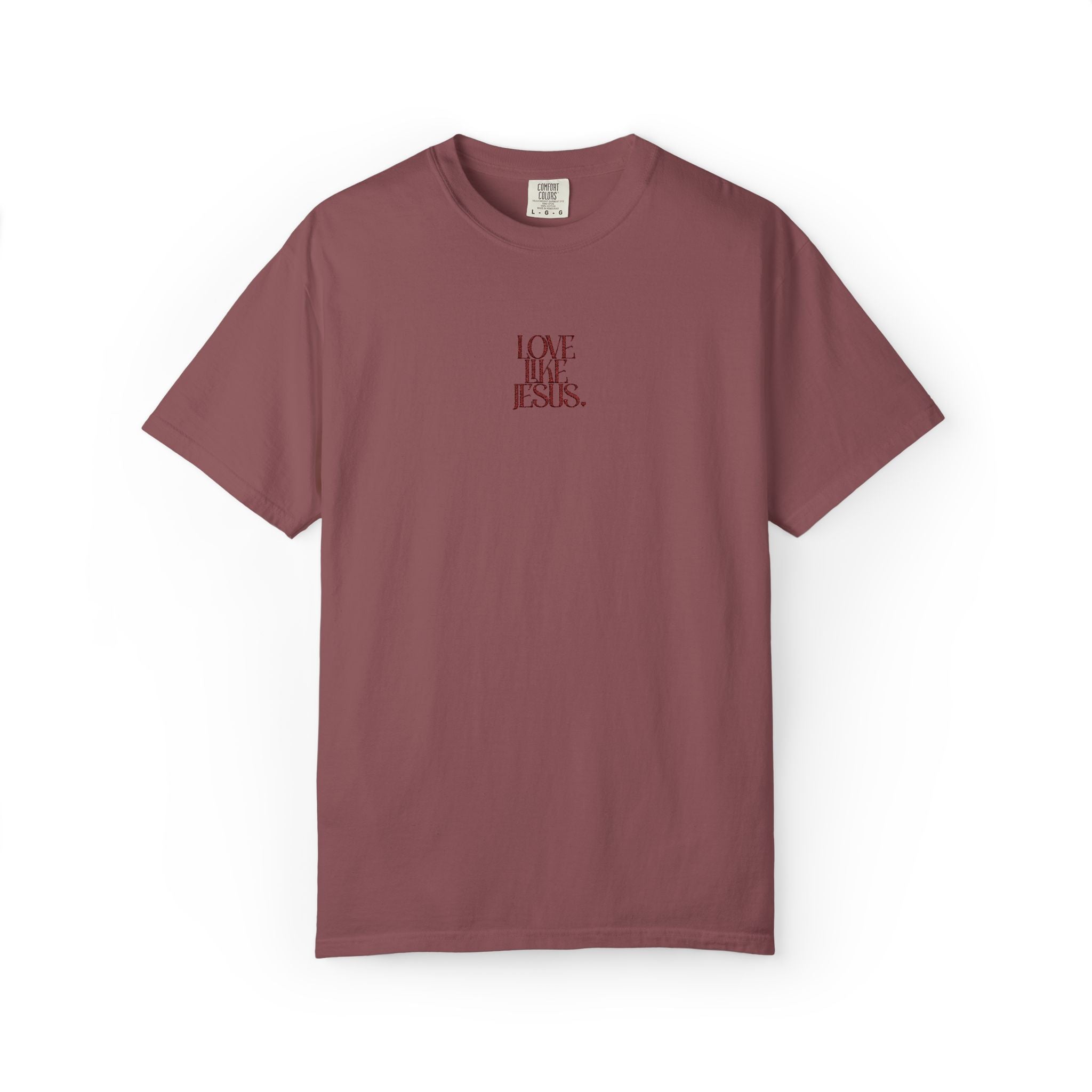 LOVE LIKE JESUS EMBROIDERED TEE (BRICK)