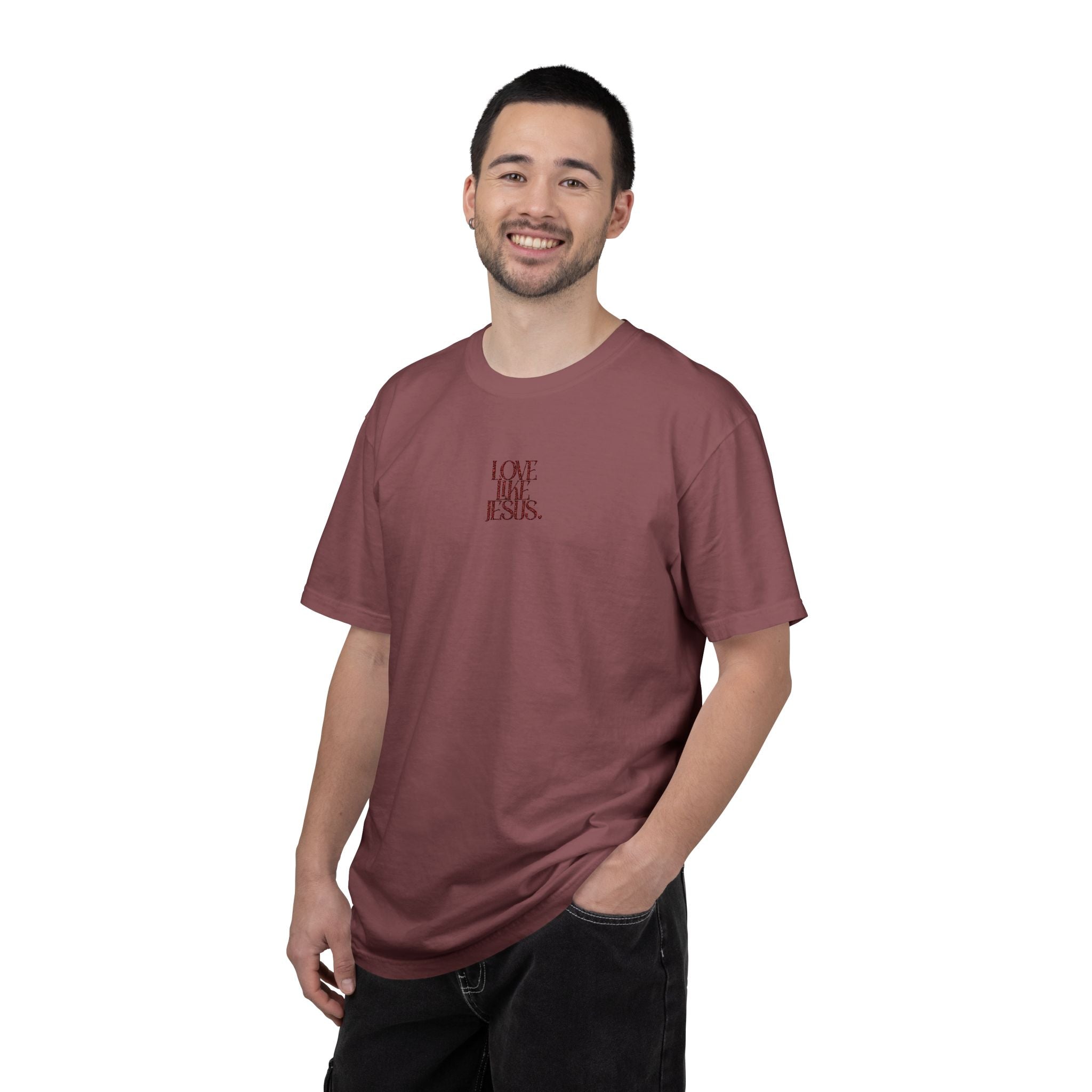 LOVE LIKE JESUS EMBROIDERED TEE (BRICK)